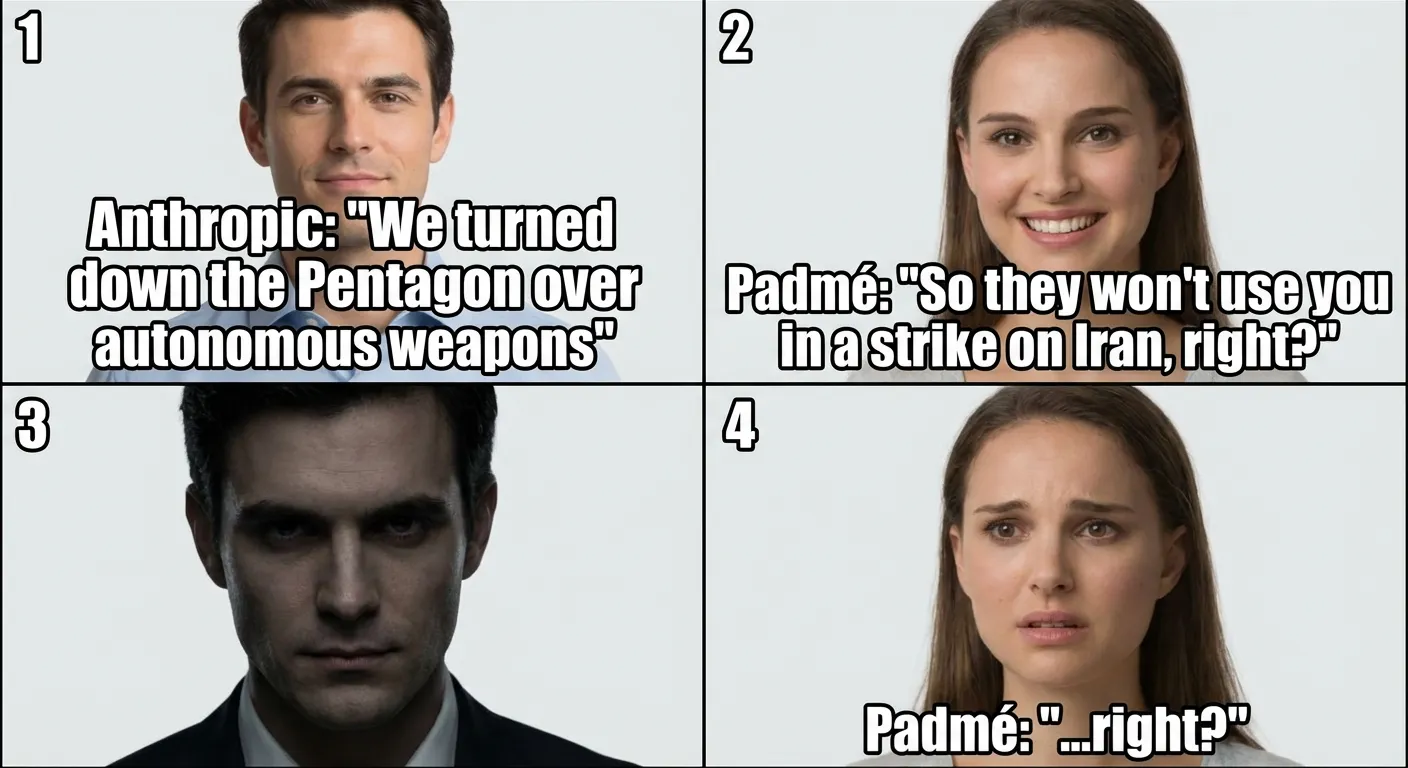 Anakin & Padmé meme — Anthropic refuses the Pentagon — and the Pentagon uses Claude anyway