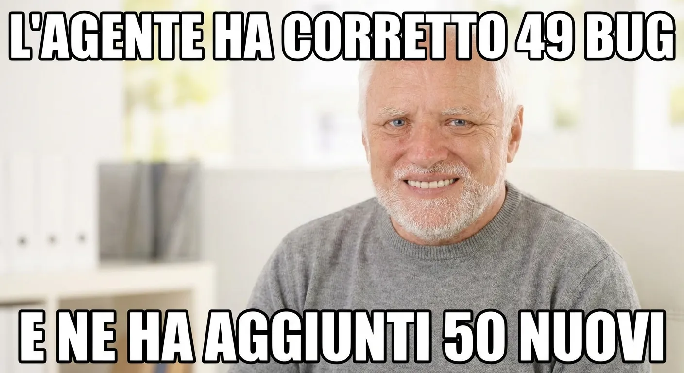 Pain Harold meme: L'agente ha corretto 49 bug. E ne ha aggiunti 50 nuovi.