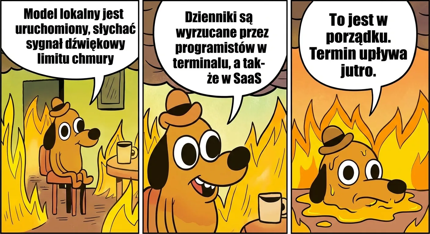 This Is Fine meme — ruch AI w 2026 r.